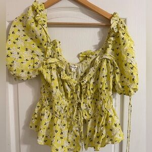 For Love And Lemons Lemon Floral Blouse
